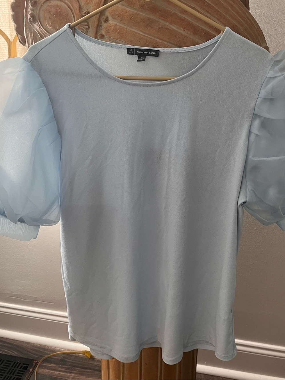 Puff-Sleeve Light Blue Top